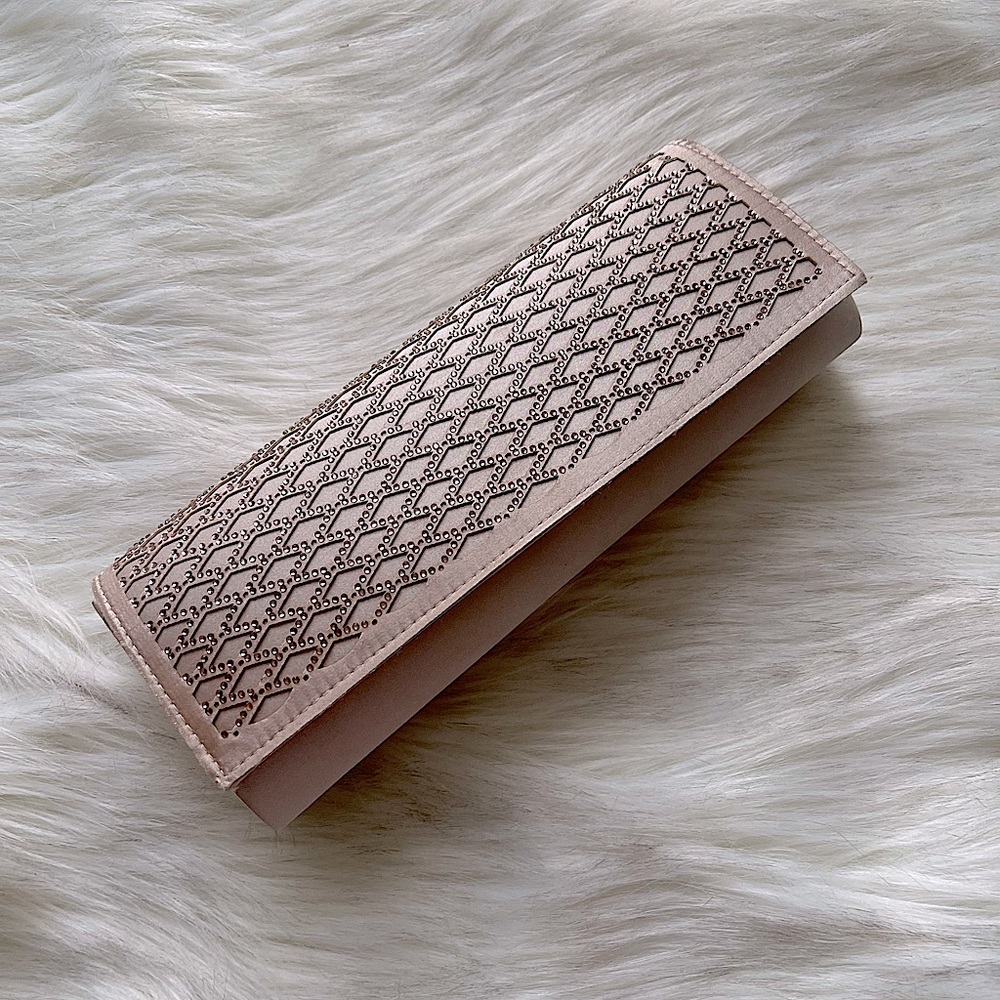 Elegant Satin Blush Colored Clutch Evening Bag